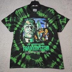 FRANKENSTEIN Shirt Mens Large Green Tie Dye HAMMER HOUSE HORROR Retro Movie NWT