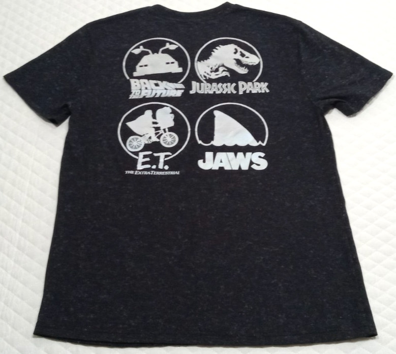 Universal Studios Men's Medium T-Shirt E.T. Jaws Jurassic Park Black Overdye gallery