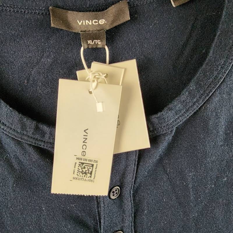 Vince Henley Placket Cotton Relaxed-Fit Shirt Men's XL Blue Short Sleeve gallery