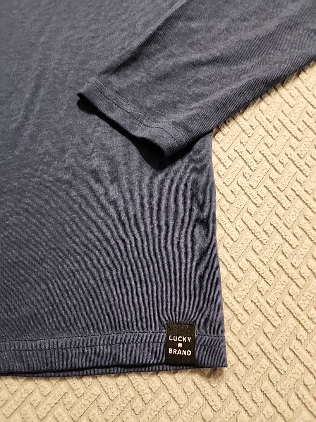 Lucky Brand Venice Burnout Mens M Long Sleeve Henley Shirt Denim Blue NWT gallery