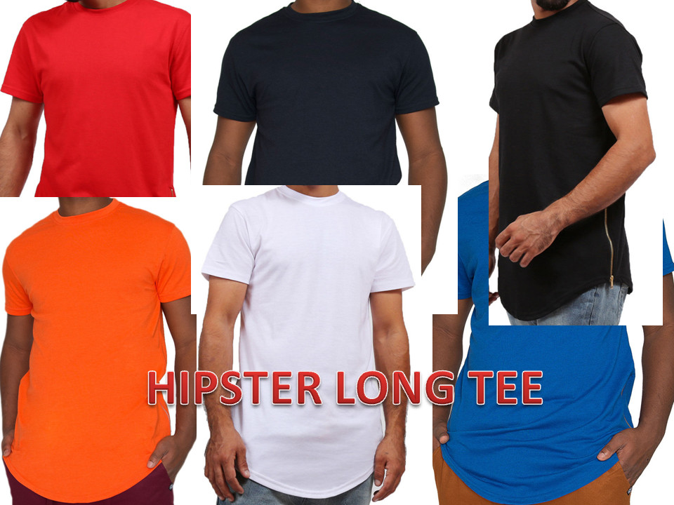 MEN HIPSTER ELONGATED HIP HOP T-SHIRTS WITH SIDE ZIPPER T-552 SOLID gallery