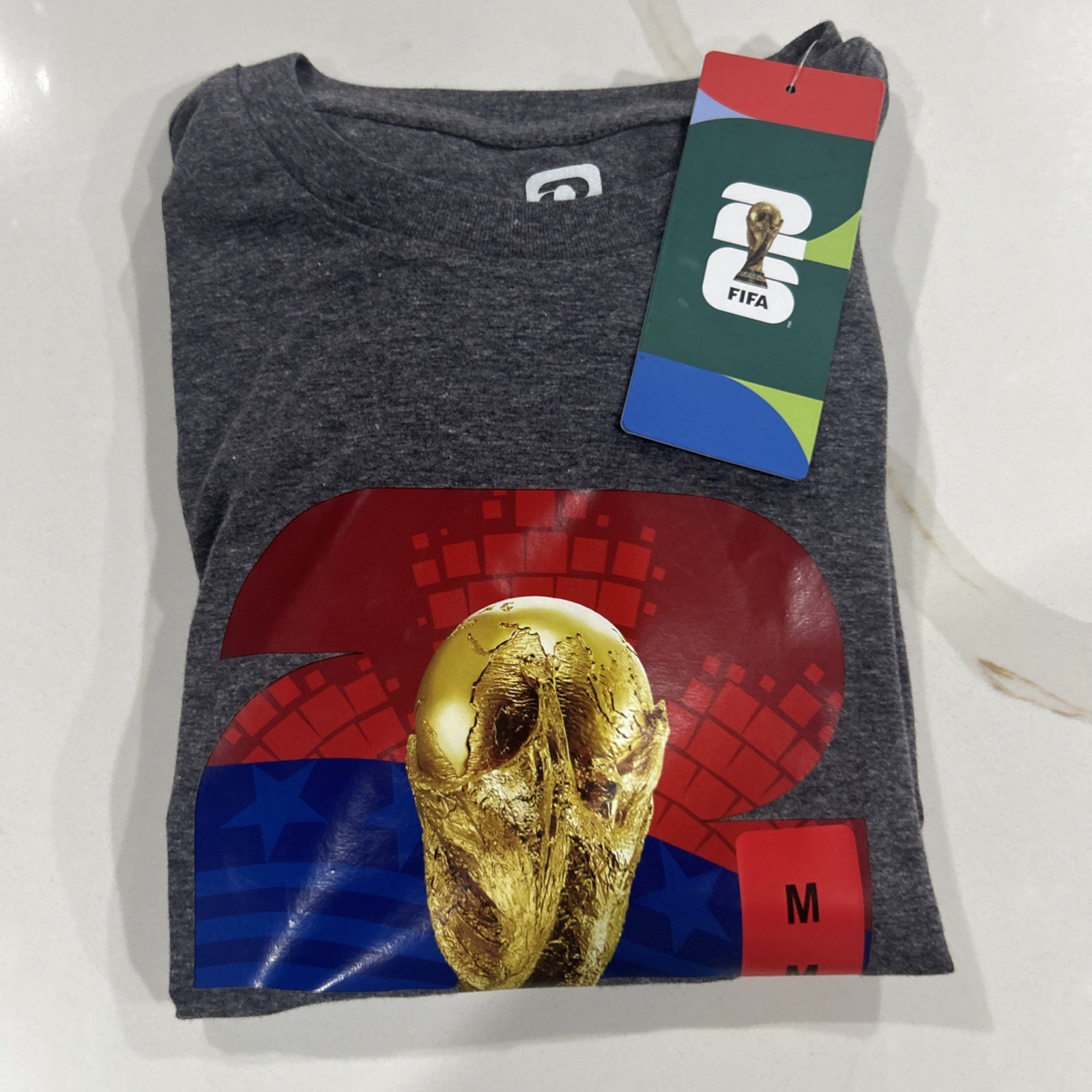 FIFA World Cup Men’s M Gray Graphic Print Logo Crew Neck Short Sleeve T-Shirt gallery