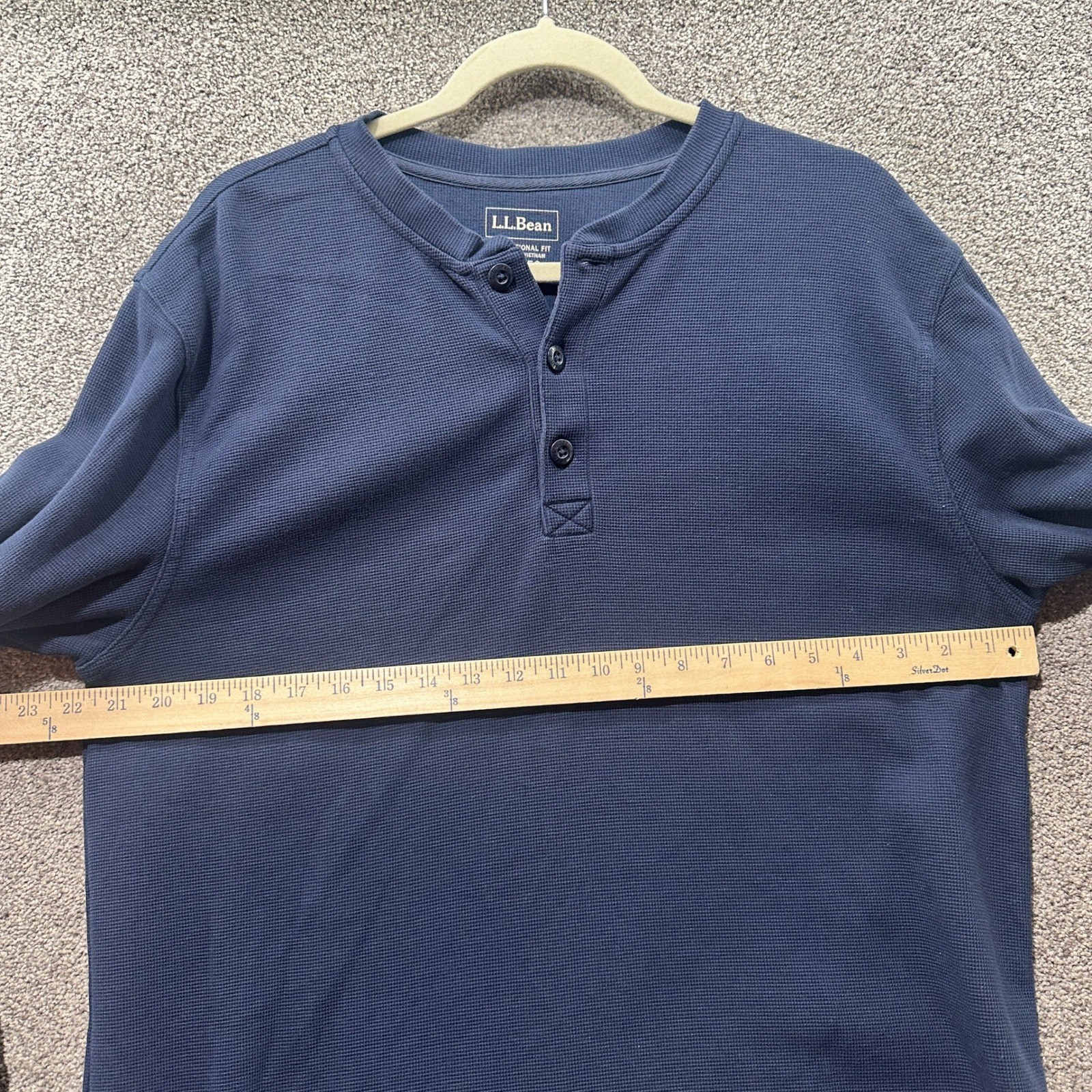LL Bean Waffle Knit Thermal Long Sleeve Shirt Men M Traditional Fit Blue Casual gallery