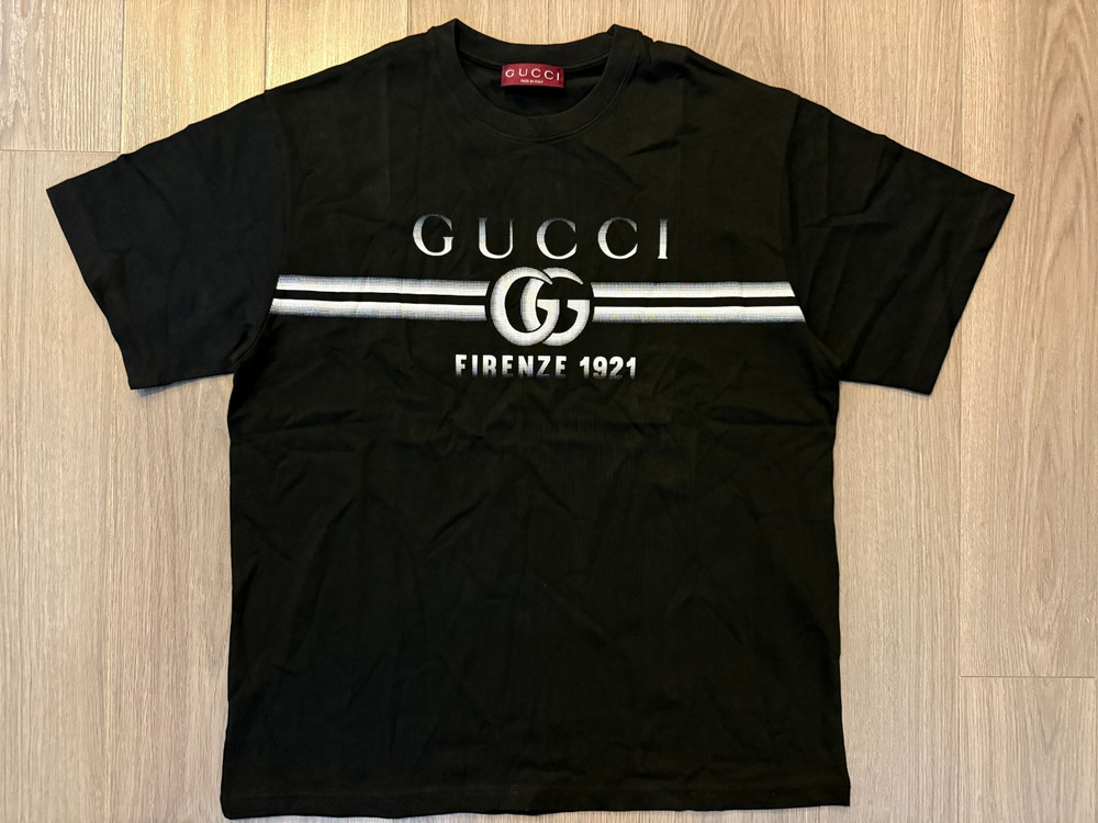 Gucci Cotton Jersey Print Tee Shirt black sz L