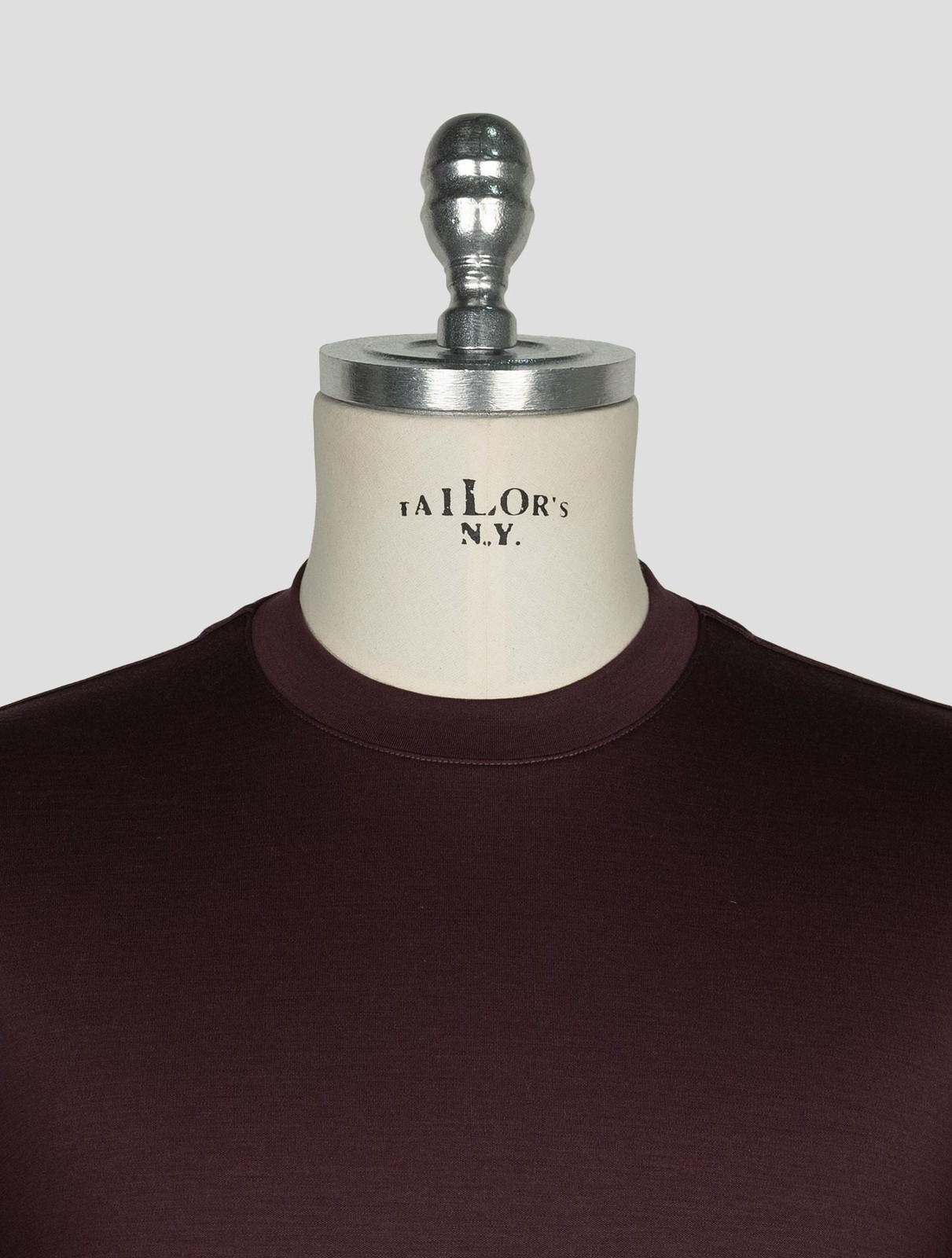 NEW RICHARD SMITH BURGUNDY LORO PIANA WOOL AUSTRALIS AQUA T-SHIRT EU 56 - US 46 gallery
