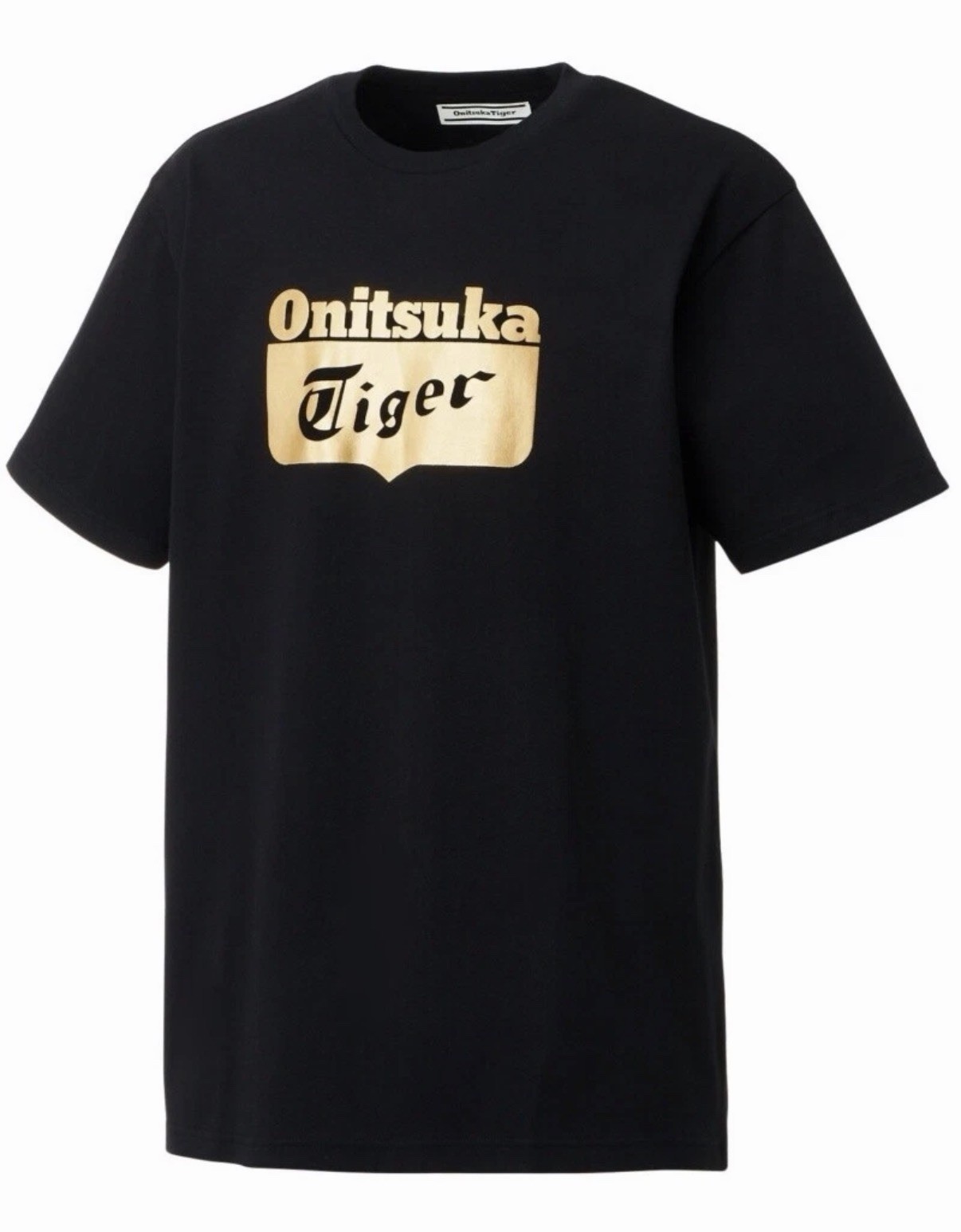Onitsuka Tiger Logo T-Shirt Black Gold Large HF8201 Japan JP New Ship From US gallery