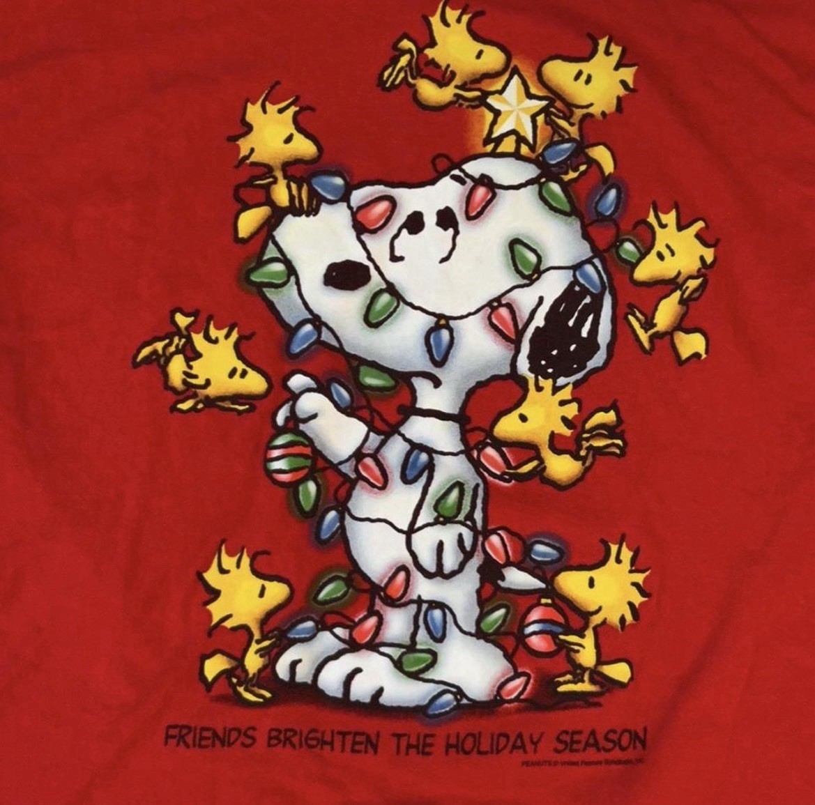 Vintage Snoopy Christmas Size S Red Peanuts Charlie Brown Cartoon Y2K T Shirt gallery