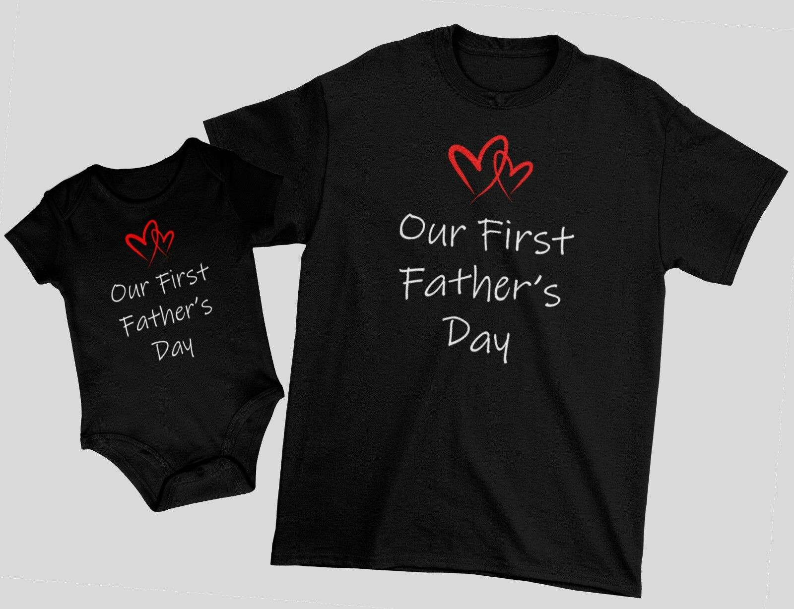 Our First Father's Day Matching Set Tee T-shirt Baby Bodysuit Gift For Dad Daddy gallery