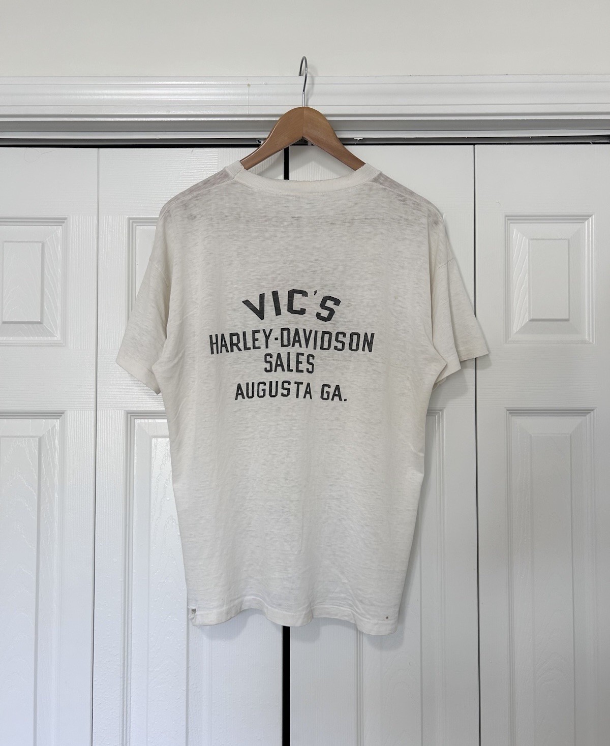 True Vintage 50s Champion Running Man Harley Davidson T Shirt Size Large gallery