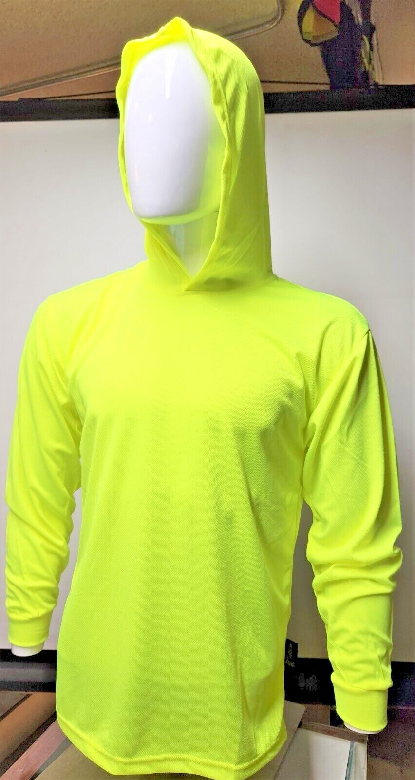 Hi Vis Long Sleeve Safety Shirt With Hoodie, Quick Dry Polyester Birdeye mesh gallery