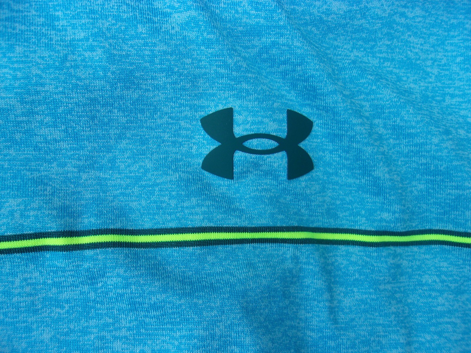 NWT Under Armour Loose Fit Playoff polo, men's L, XL, blue, bright green stripe gallery