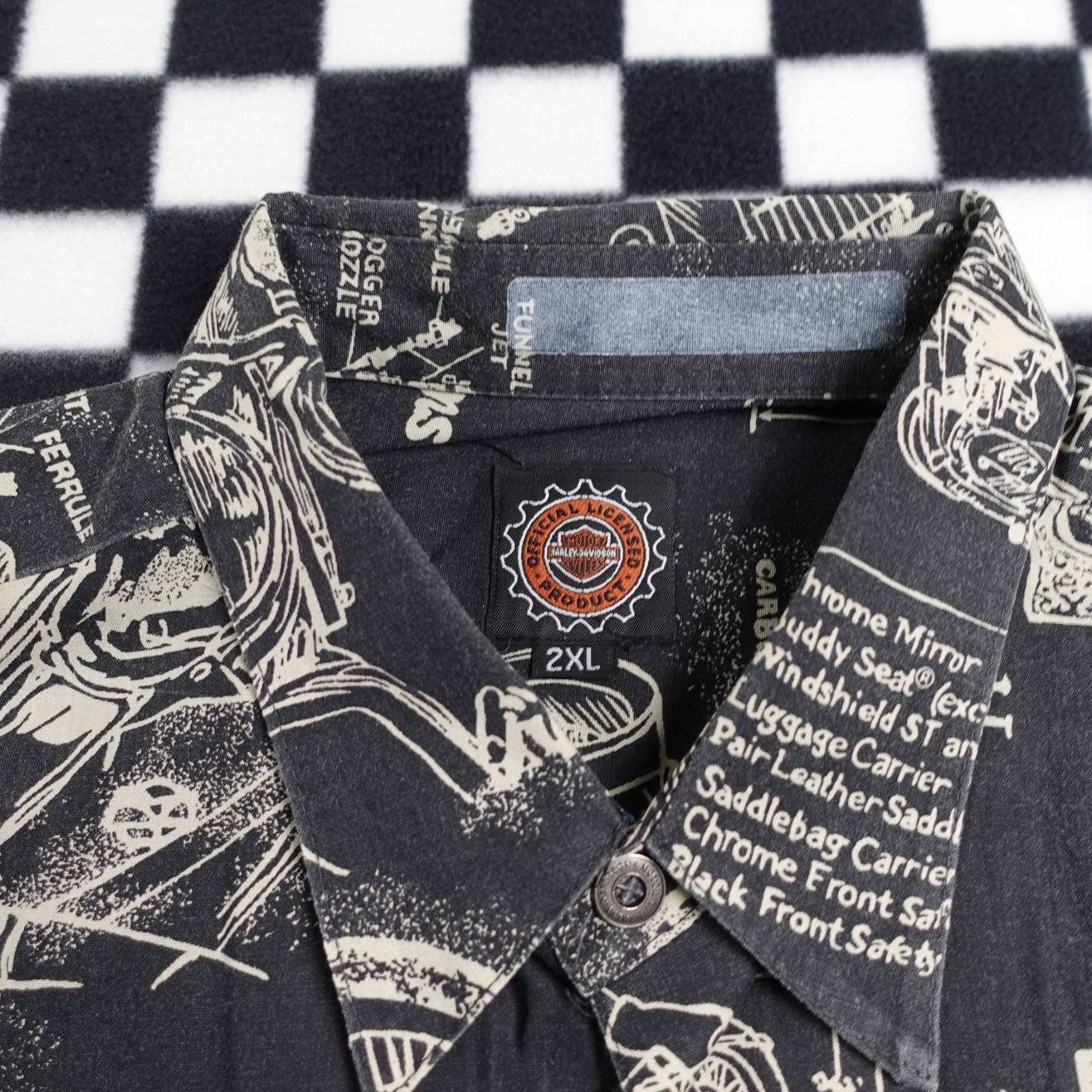 Vintage Harley Davison biker Hawaiian style all over print button up Shirt 2XL gallery