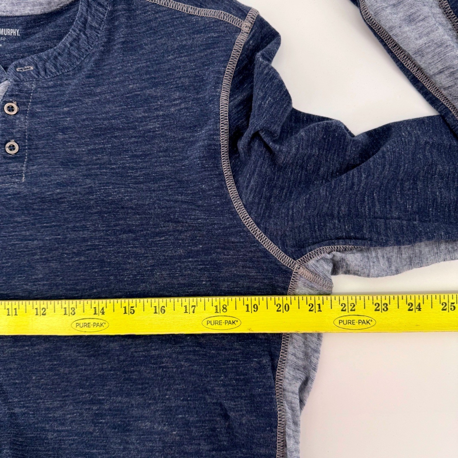 Johnston & Murphy Henley Shirt XL Blue Gray Long Sleeve Cotton Slub Knit 74-3145 gallery