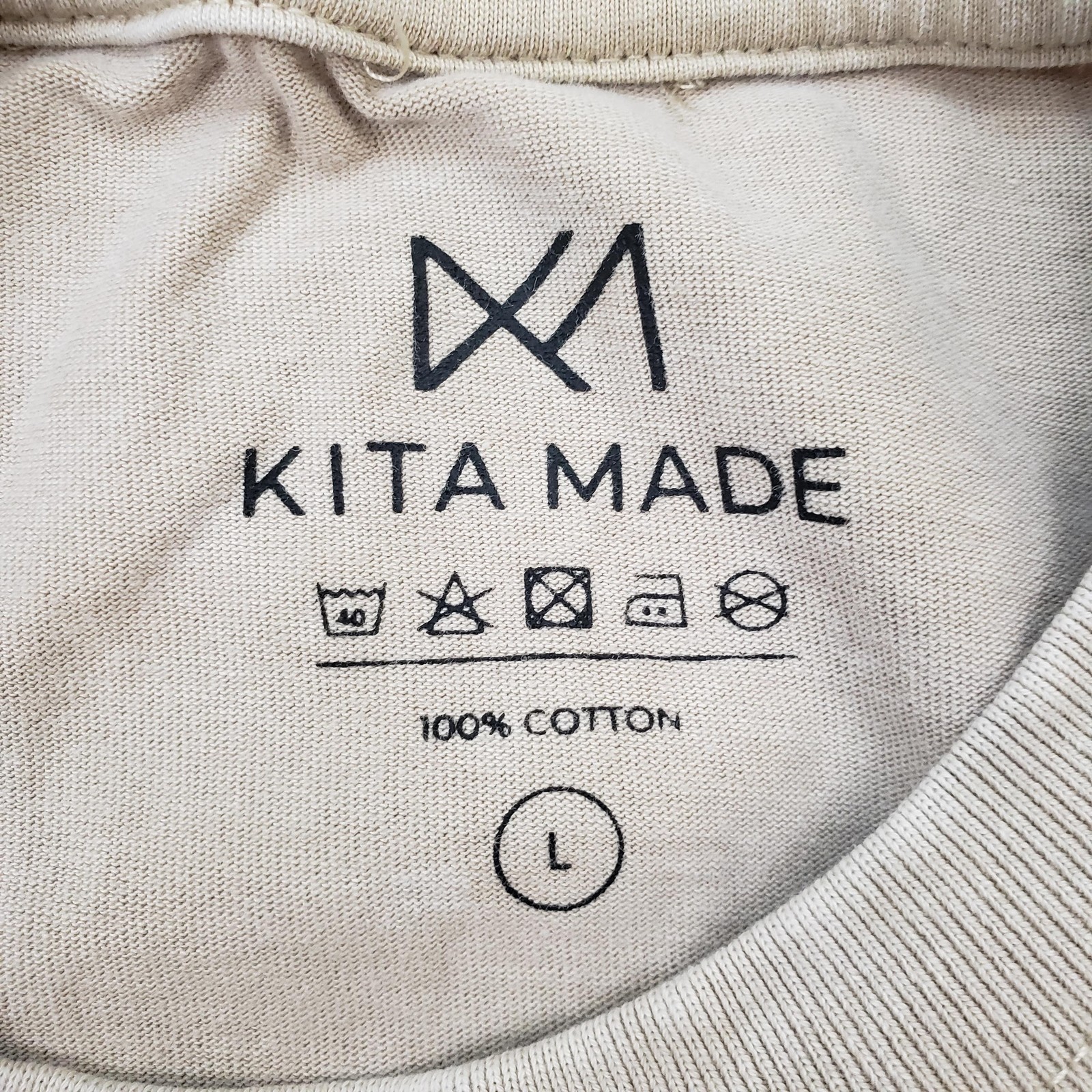 Kita Made Shirt Mens Large Beige Crewneck Let It Different Minimalist gallery
