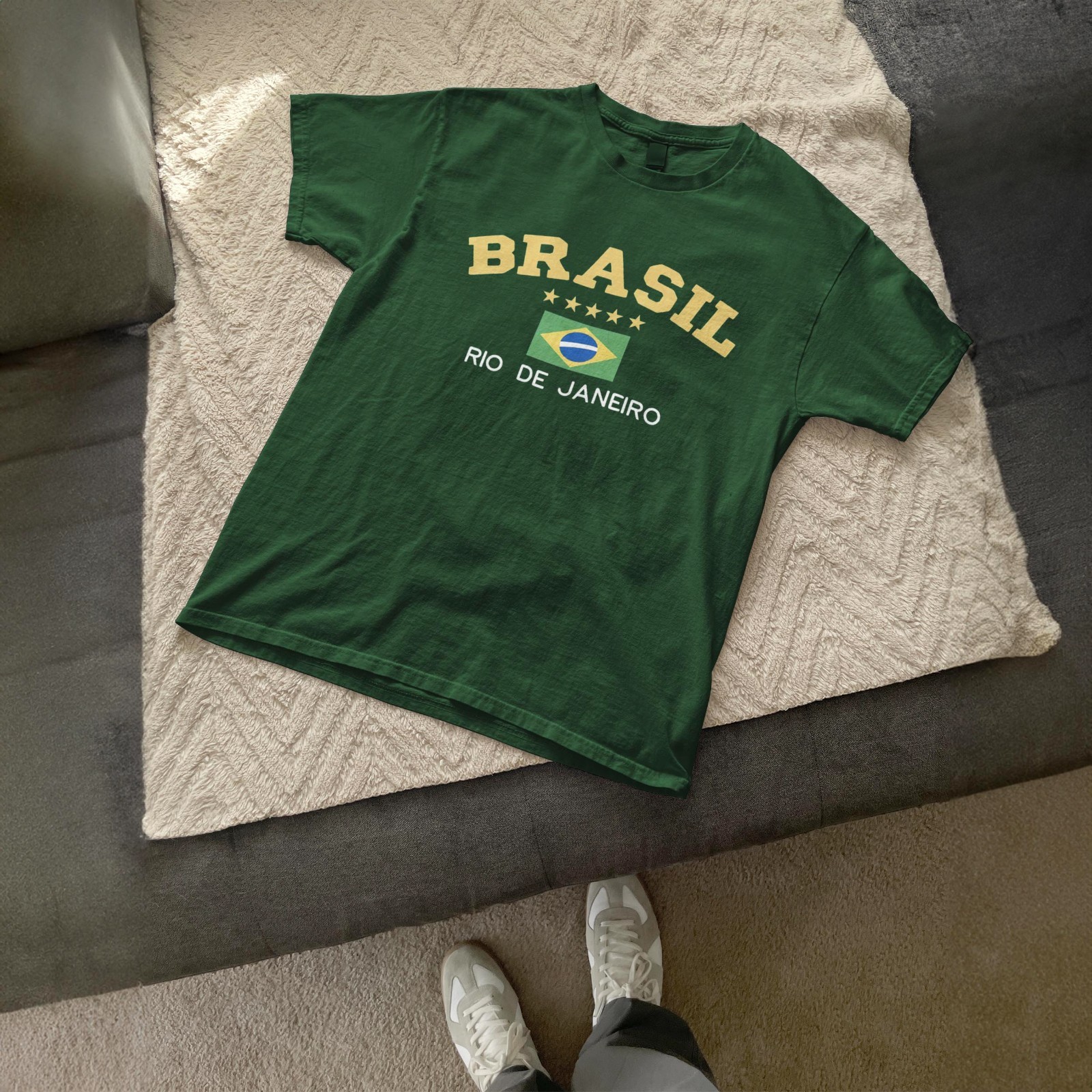 Brasil Rio Classic T Shirt, Original Brasil Forest Green Top gallery