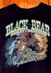Harley Davidson Eagle Wolf Native American Graphic T Shirt Black Bear VA L