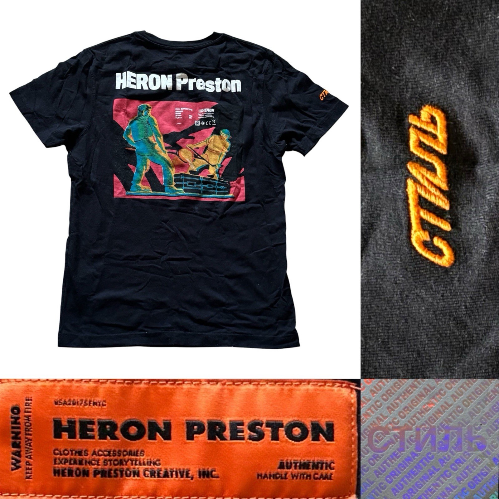 Heron Preston Metal Worker S/S T-Shirt Men’s Size X-Small In Black
