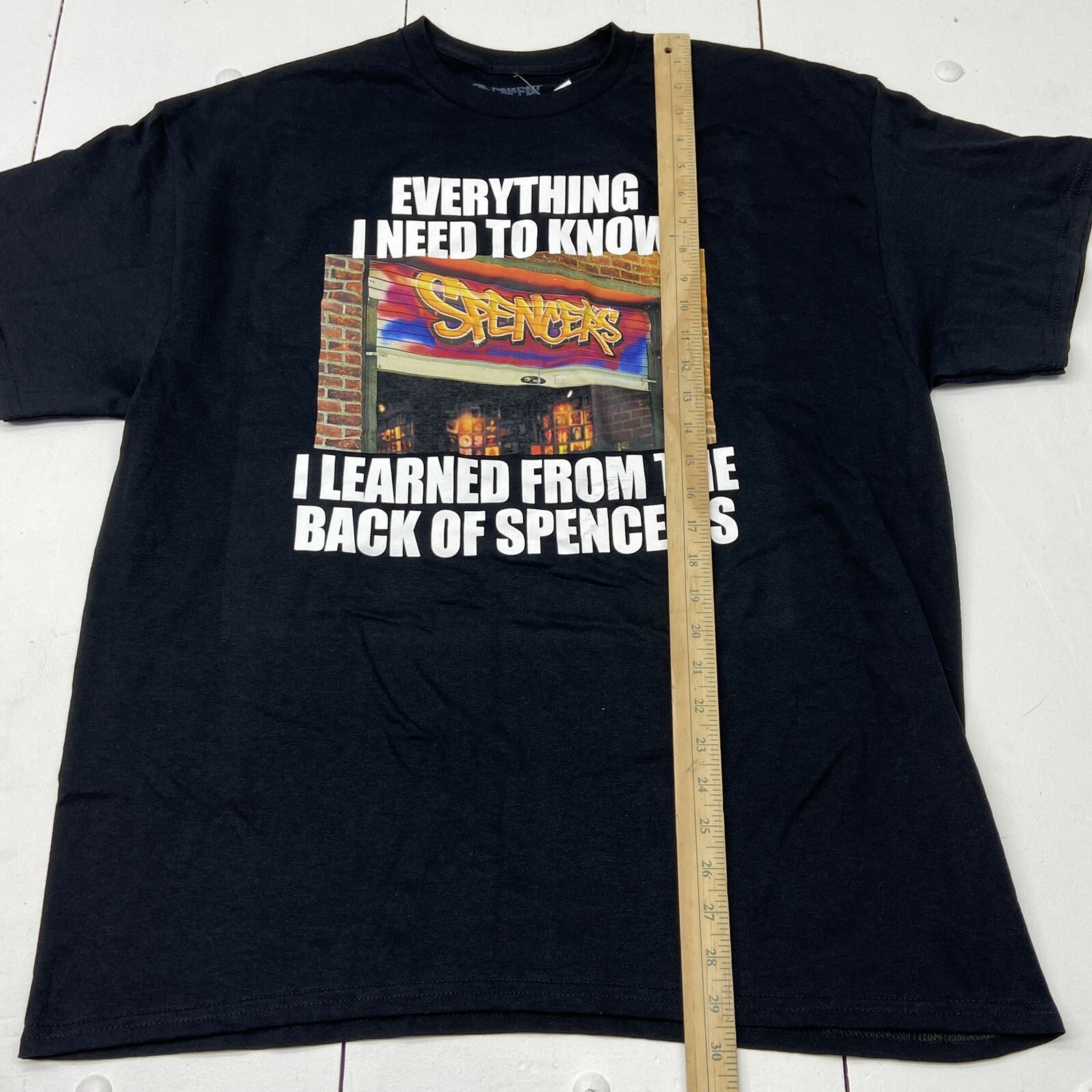 Spencer’s Black Short Sleeve Graphic T-Shirt Adult Size XL NEW Everything I Know gallery