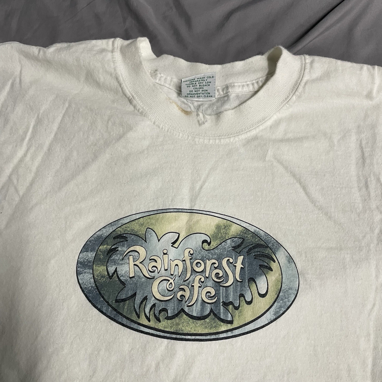 Vintage 90s Rainforest Cafe White T Shirt Size L Made In USA Cotton Restaurant gallery