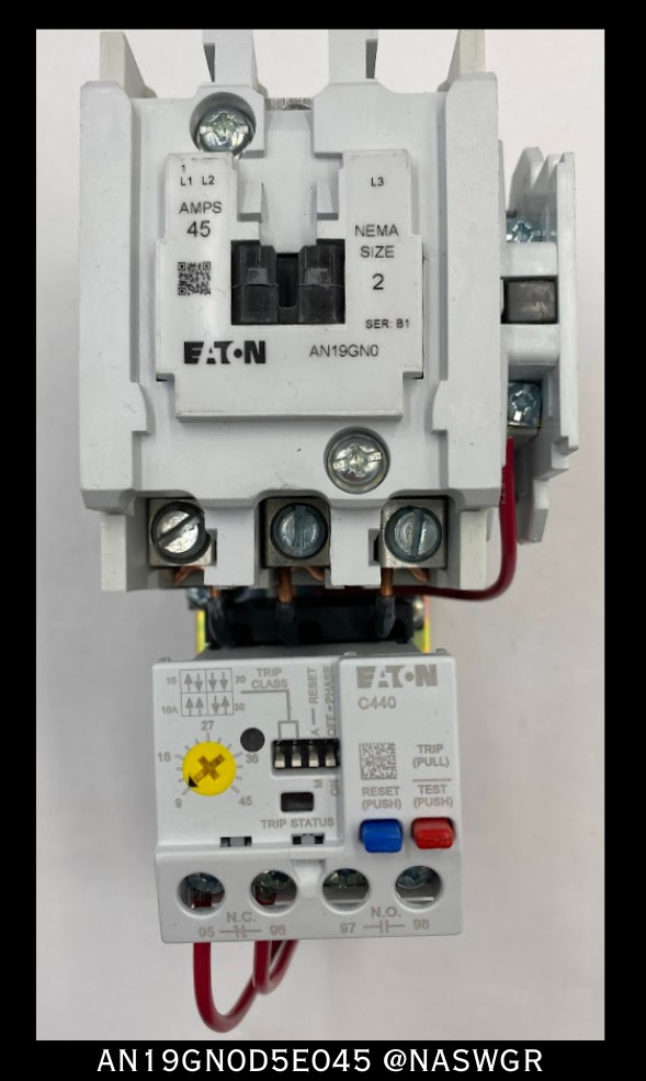 Eaton AN19GN0D5E045 Motor Control Starter -45A/SIZE2/600v – Unused