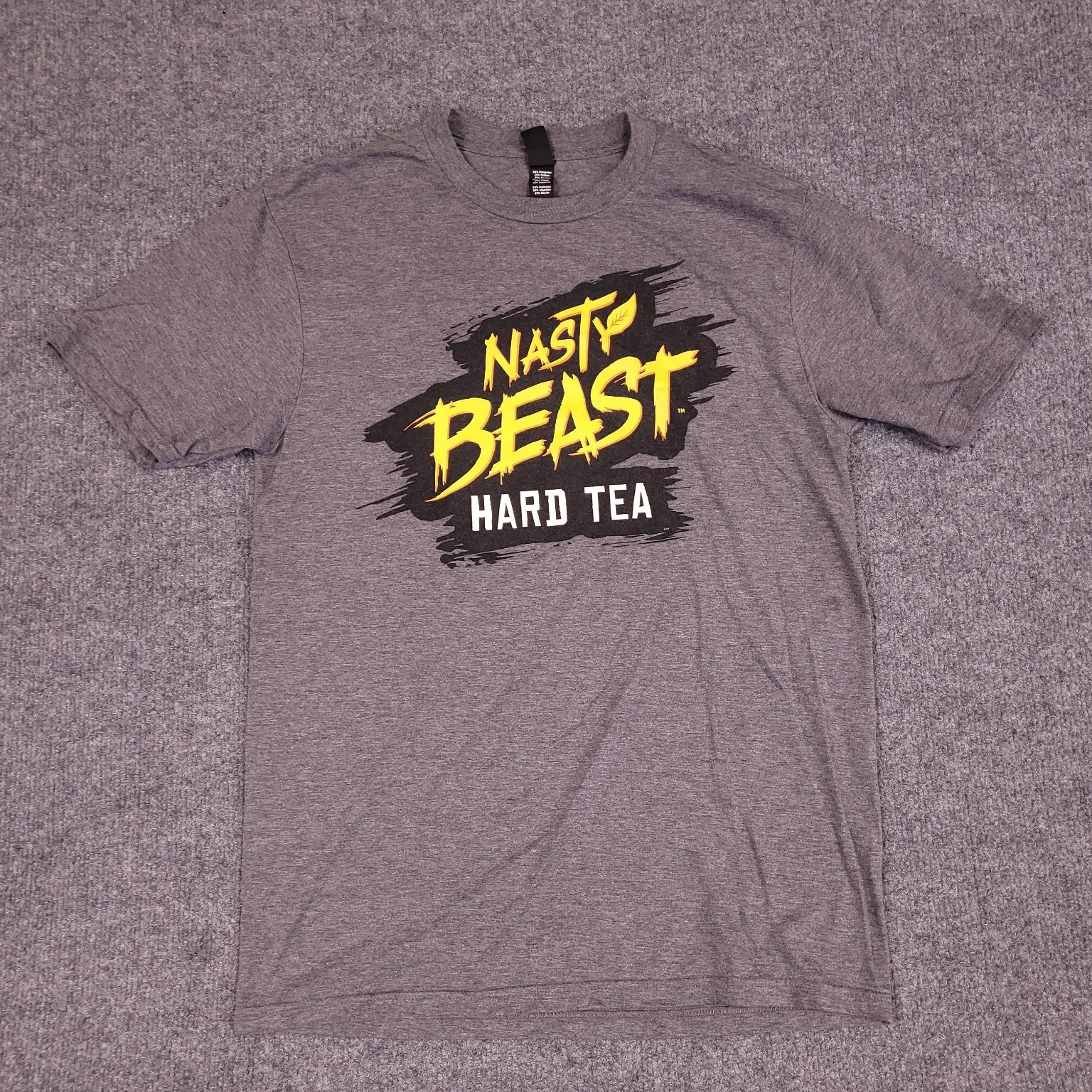 District T-Shirt Men's Heather Grey S Nasty Beast Hard Tea Tri-Blend Monster gallery