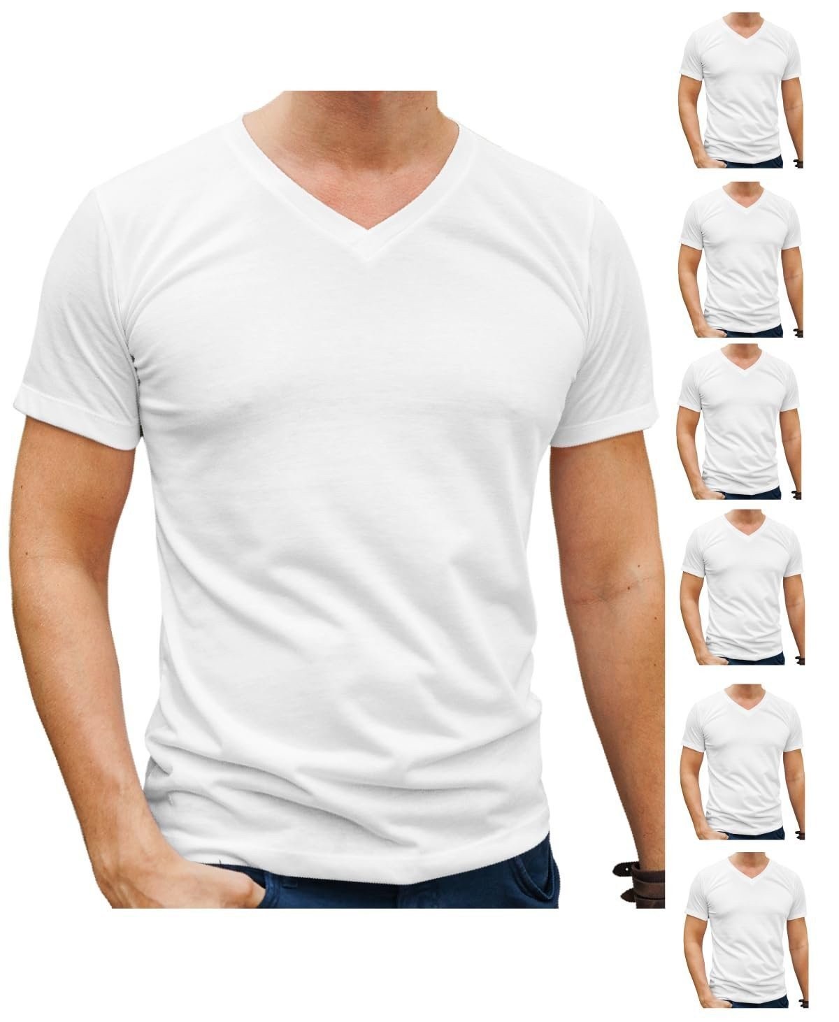 Brooklyn Vertical Mens 6-Pack V Neck Undershirts Short Sleeve Cotton Round Neck gallery