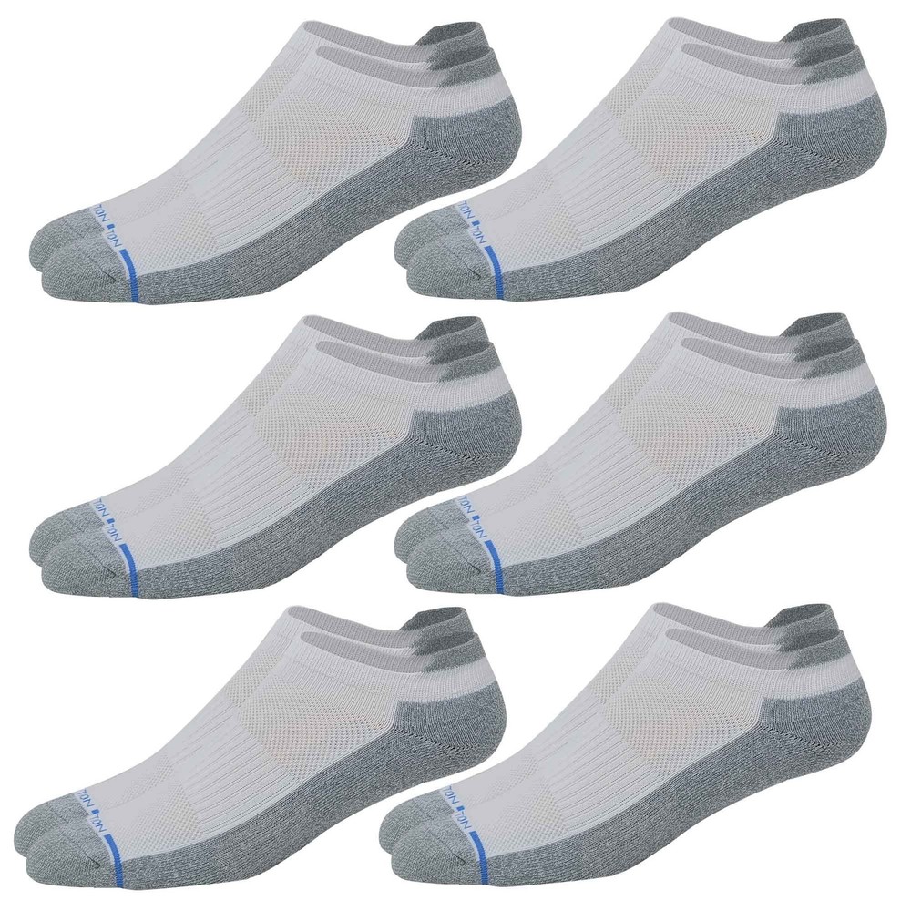 6 Pairs Men’s Low Cut Cushioned Compression Ankle Socks with Arch Support