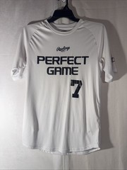 Rawlings Perfect Game Shirt White #7 Softball Baseball Size Medium