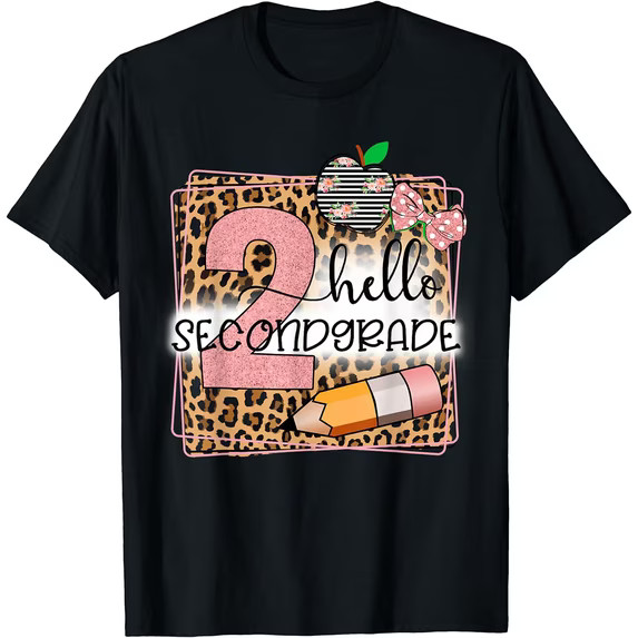 Hello Second Grade 2nd Grade Back To School Black T-Shirt
