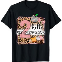 Hello Second Grade 2nd Grade Back To School Black T-Shirt