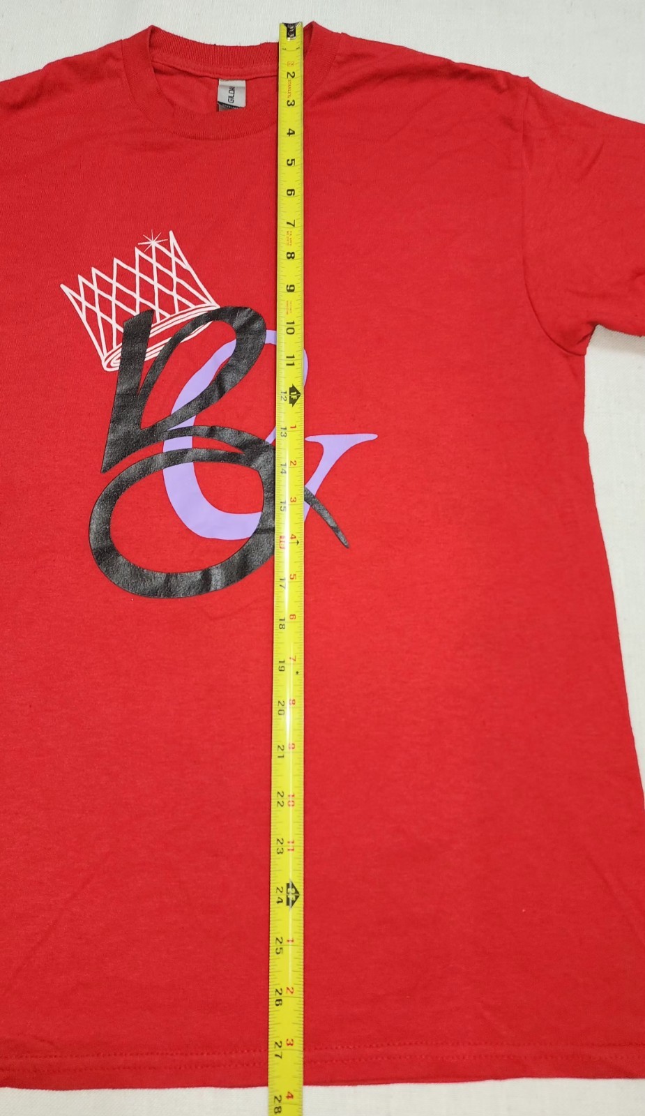 Gildan M Red Crew Neck Tee T-Shirt BG Crown Graphic Print Short Sleeves gallery
