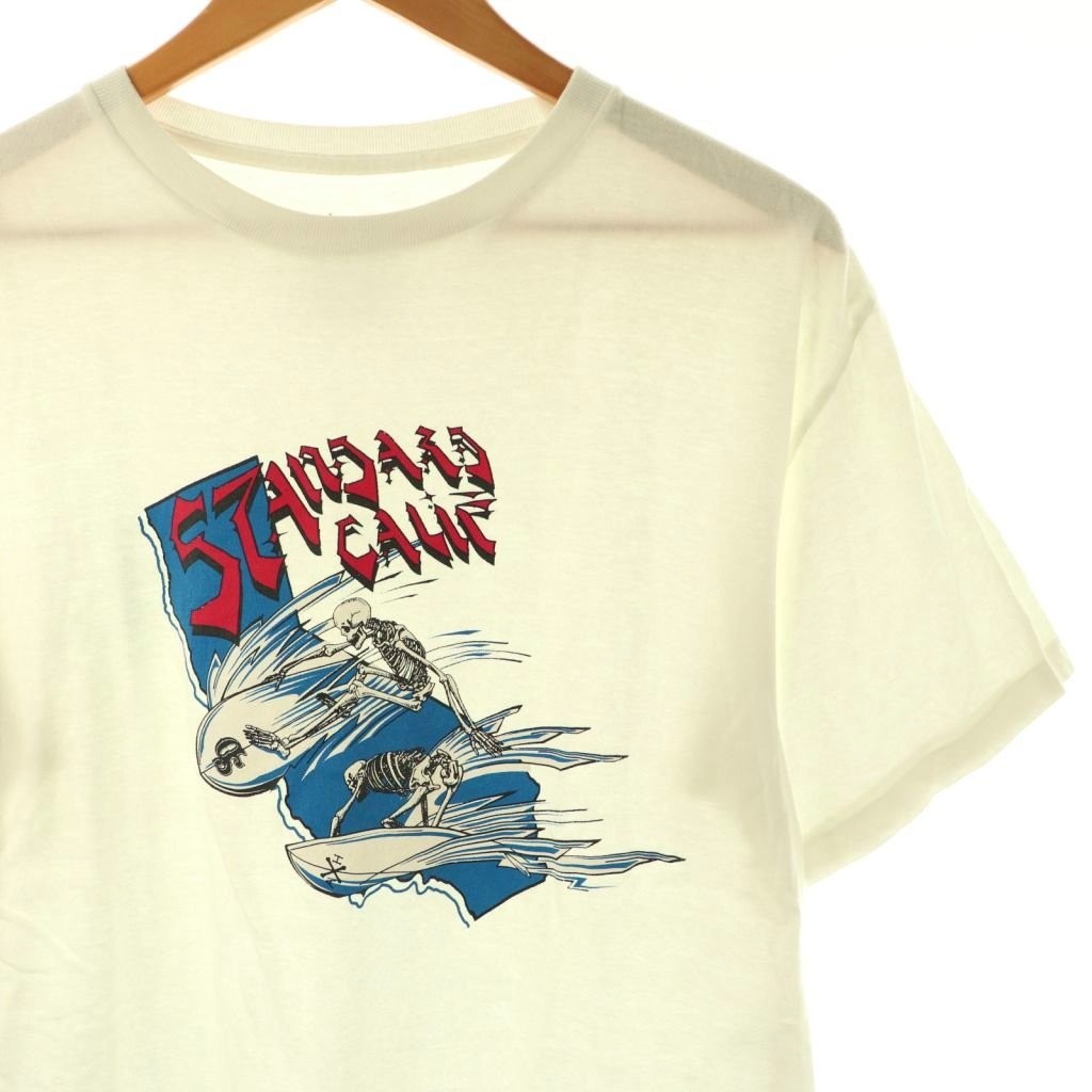 STANDARD CALIFORNIA Tshirt Cut and Sew Print L White Skull /CX GY03 Men's gallery