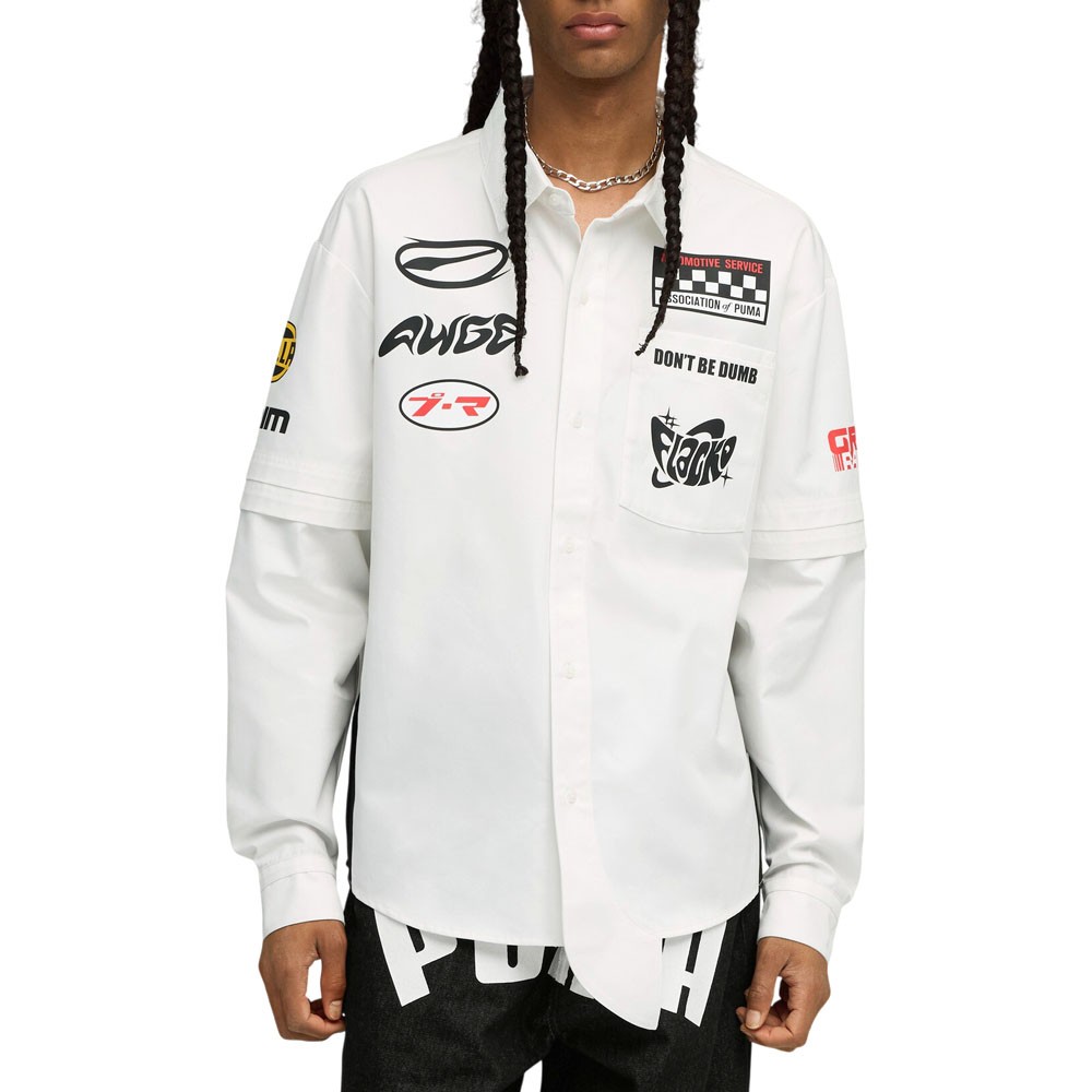PUMA Asap Rocky X Layered Pit Graphic Collared Long Sleeve Button Up Mens Size gallery