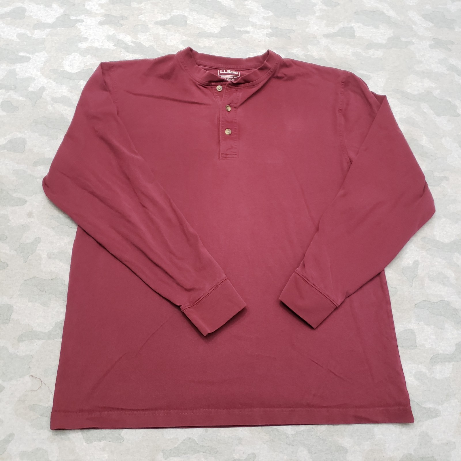 L.L. Bean Henley Shirt Mens Medium Red Long Sleeve gallery
