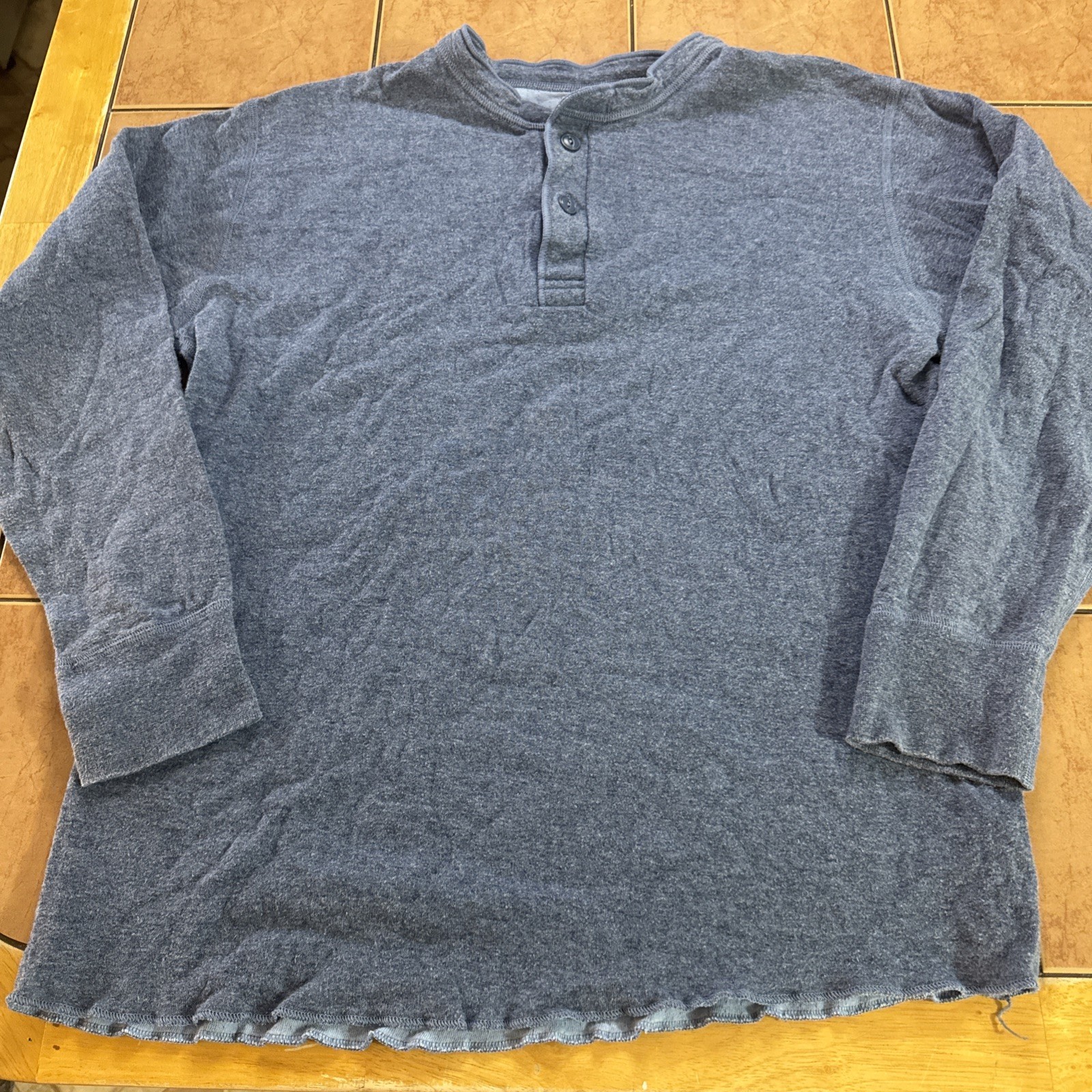 L.L. Bean Two-Layer River Driver's Shirt Sz Large Blue Wool Blend Henley gallery