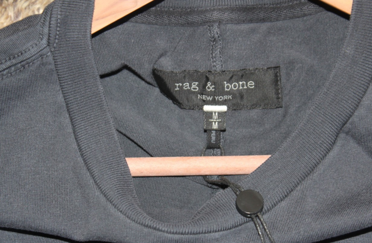 NWT Rag & Bone Short Sleeve Embroidered Dagger Tee Mens Med. Washed Black $128 gallery