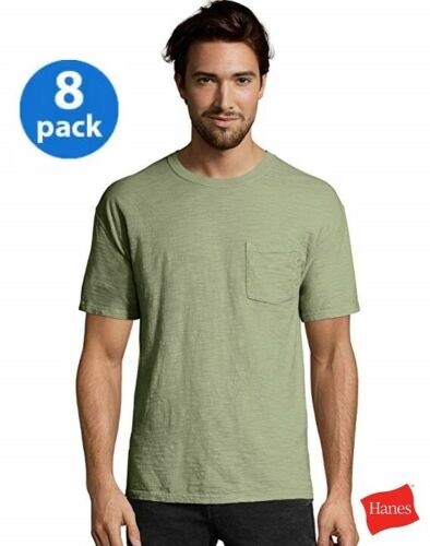 Hanes Men's FreshIQ® ComfortSoft® Dyed Assorted Colors Pocket T-Shirt 8-Pack gallery
