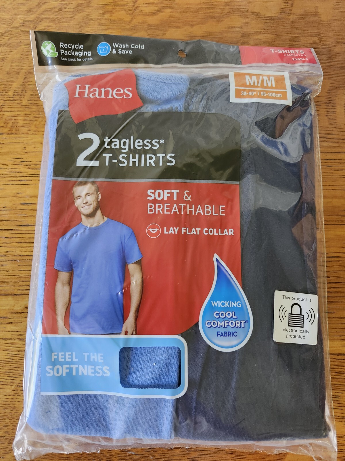 NEW Hanes Men's Tagless T-shirts Wicking Soft Breathable 2 Pack Size M(38-40") gallery