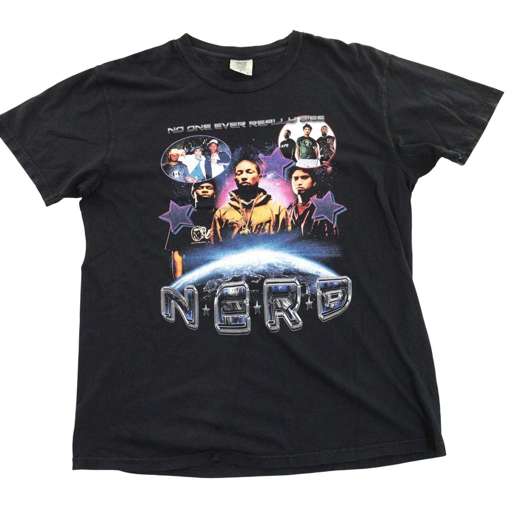 Comfort Colors N.E.R.D. No One Ever Really Dies Graphic T Shirt Hip Hop Black L