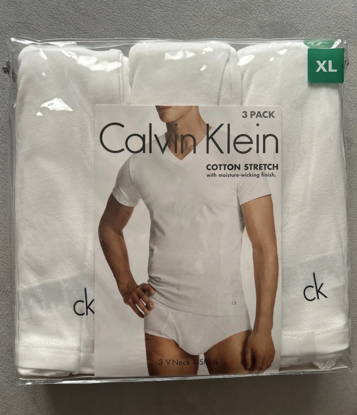 Calvin Klein 3 Pack Cotton Stretch V-neck T-shirts XL White New In Package gallery