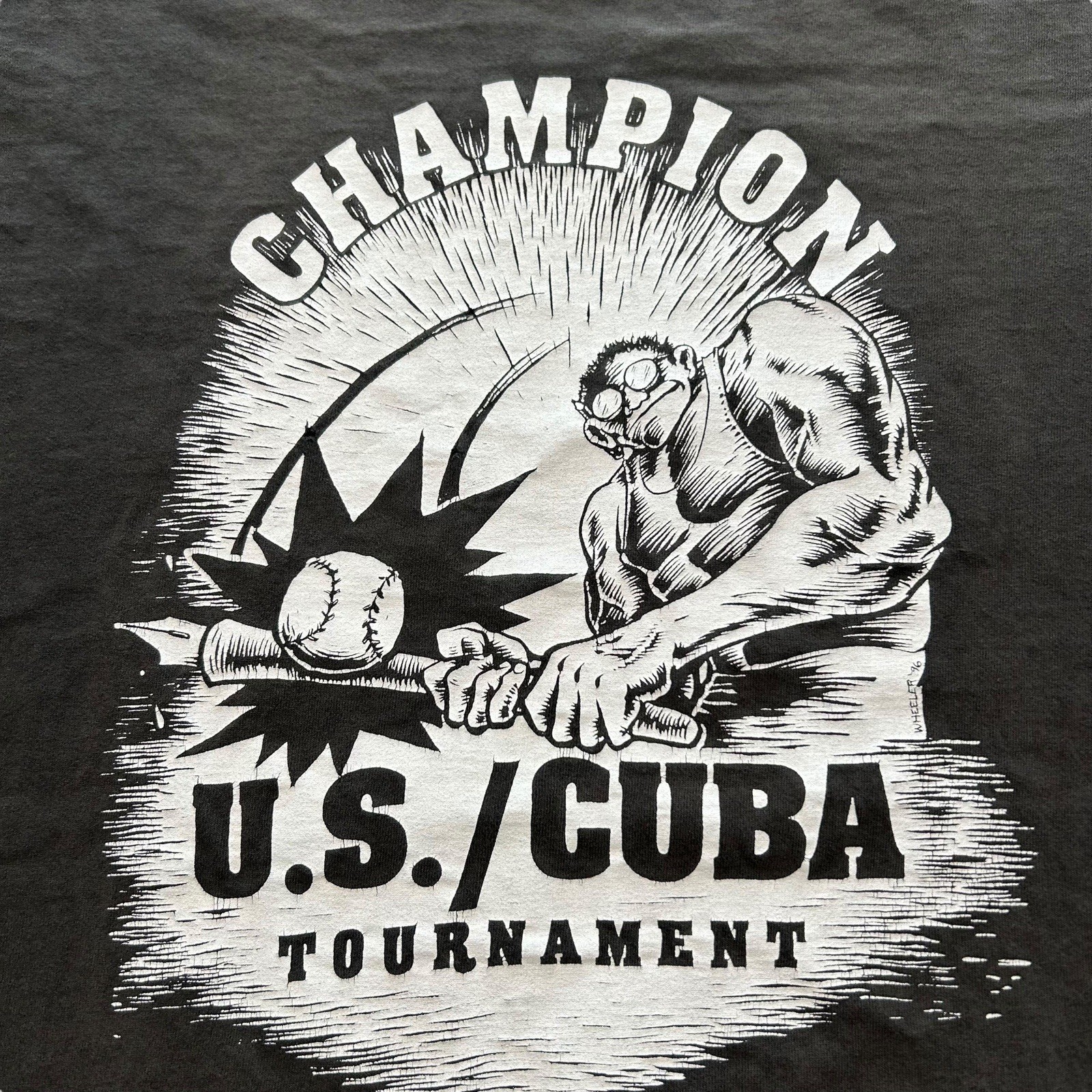 Vintage 90s USA Cuba Baseball Tournament Champion Shirt Size Large Single Stitch gallery