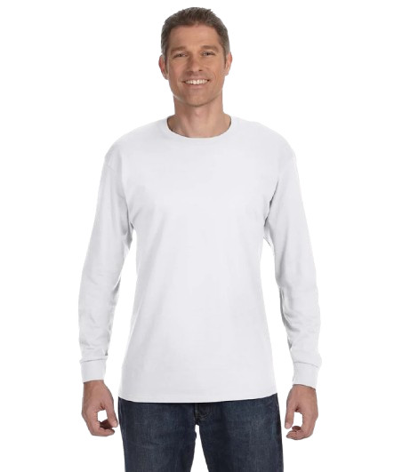 Gildan G540 Mens Heavy Cotton Preshrunk Crew Neck Long Sleeve T-Shirt 3 PK White gallery