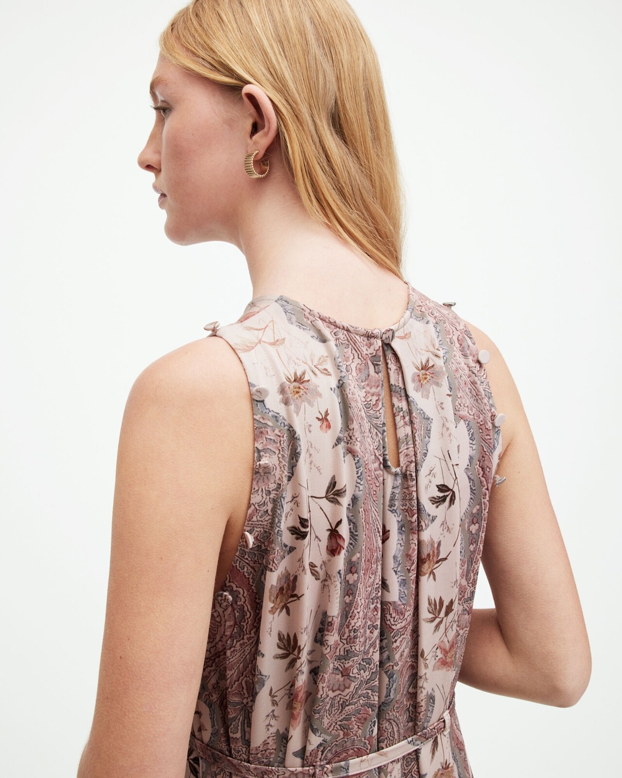 All Saints Womens Paisley Maxi Dress Cascade Long Sleeve / Sleeveless Viscose gallery