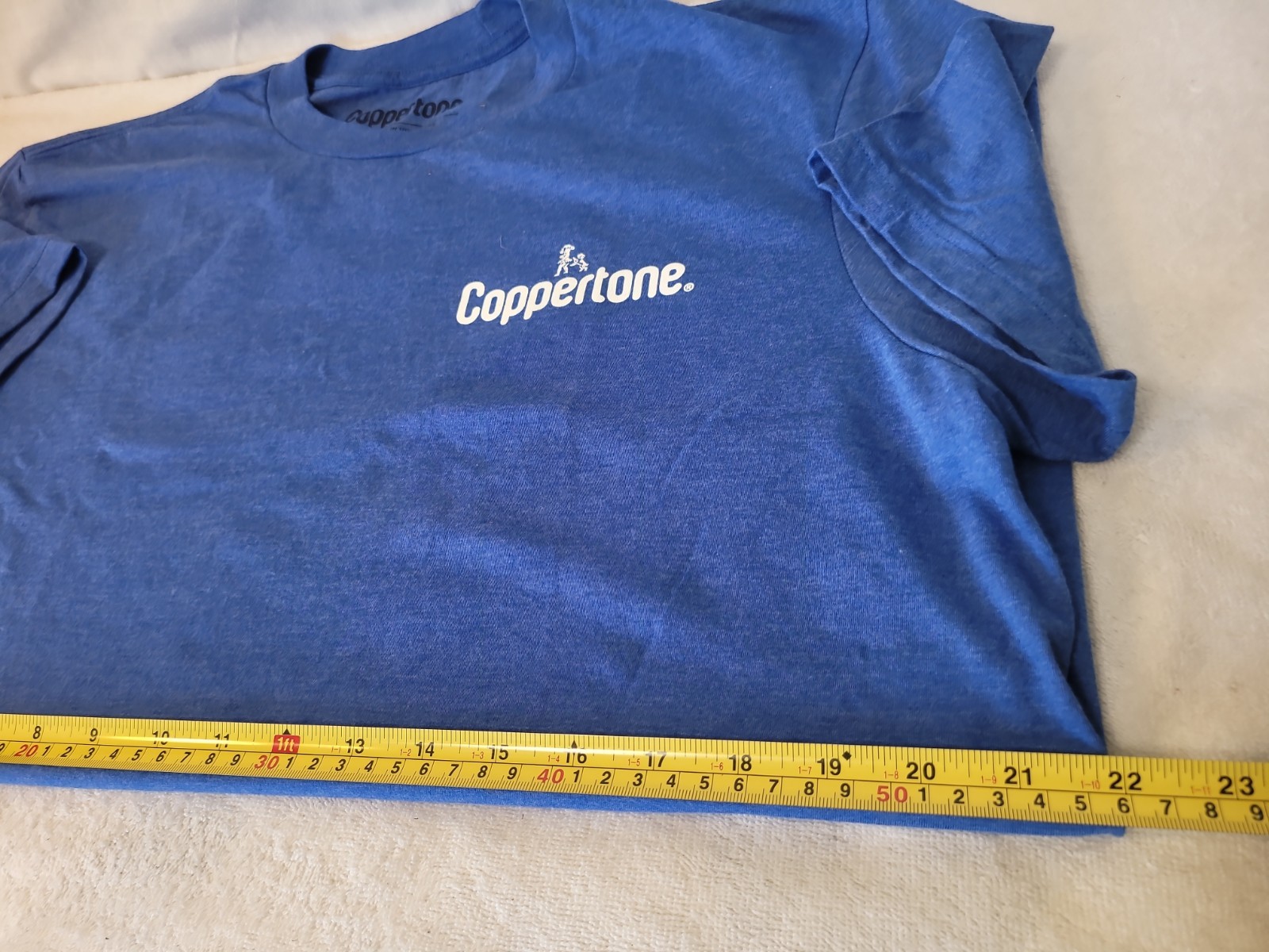 Coppertone Tshirt, Large,Iconic Logo,Blue/Yellow Beach Graphic,Cotton NNT,Unworn gallery