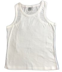 Jerzees Plain WHITE Cotton Sports Muscle Back Vest Tank Top with GREY/BLUE trim