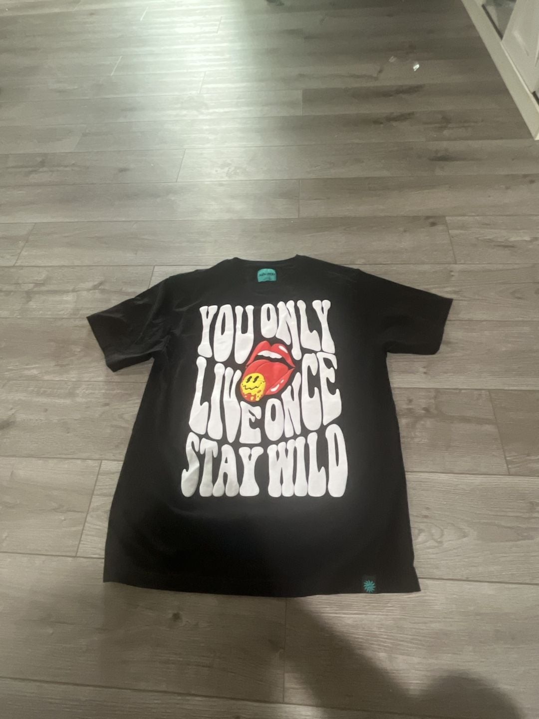 SUBLIMEZ You Only Live Once Stay Wild Rolling Stones Smiley T-Shirt