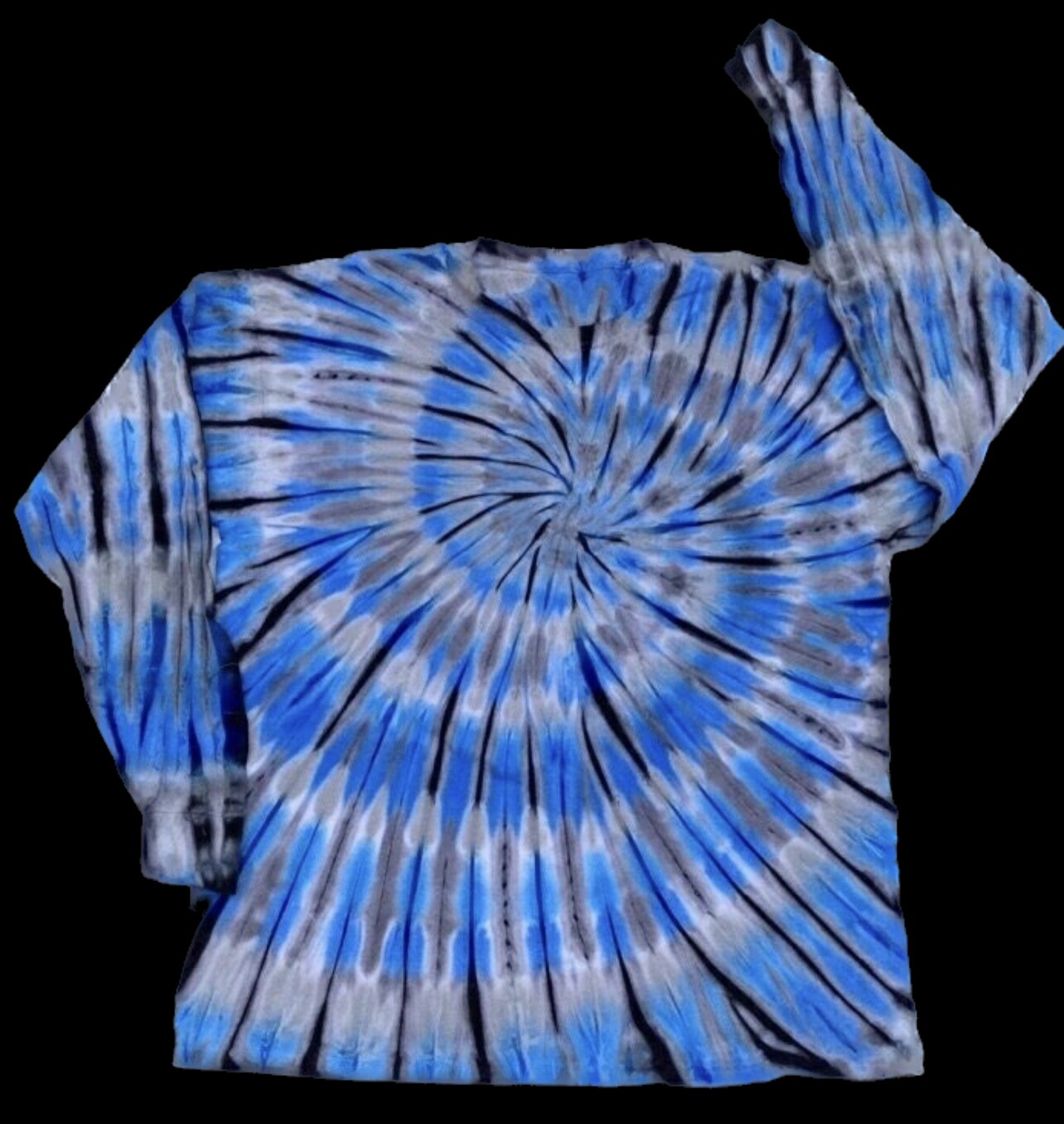 *New* 2XL – Sm Handmade Tie Dye, Blue Gray Spiral, Crew or V-Neck