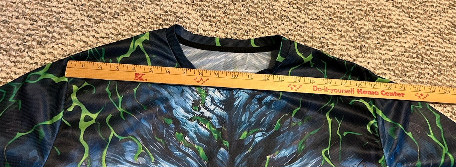 Green Flaming Skull All Over Print T-shirt XL Polyester Spandex gallery