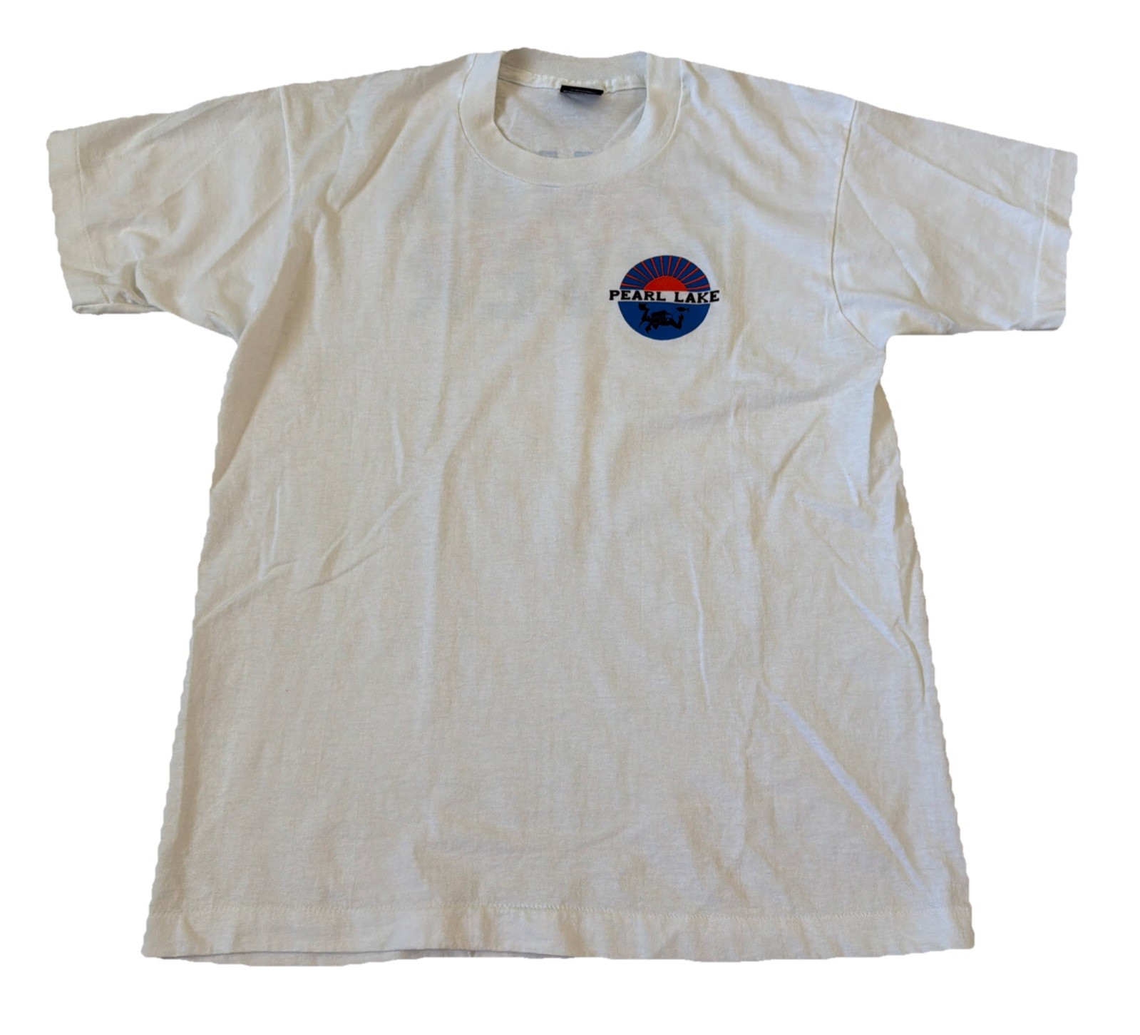 Vintage Pearl Lake Certified Scuba Diver Ocean Single Stitch White Shirt Men L