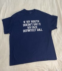 Funny Sarcastic Brisco Brands Men XL Navy Tee My Face Will Say It Graphic Quirky